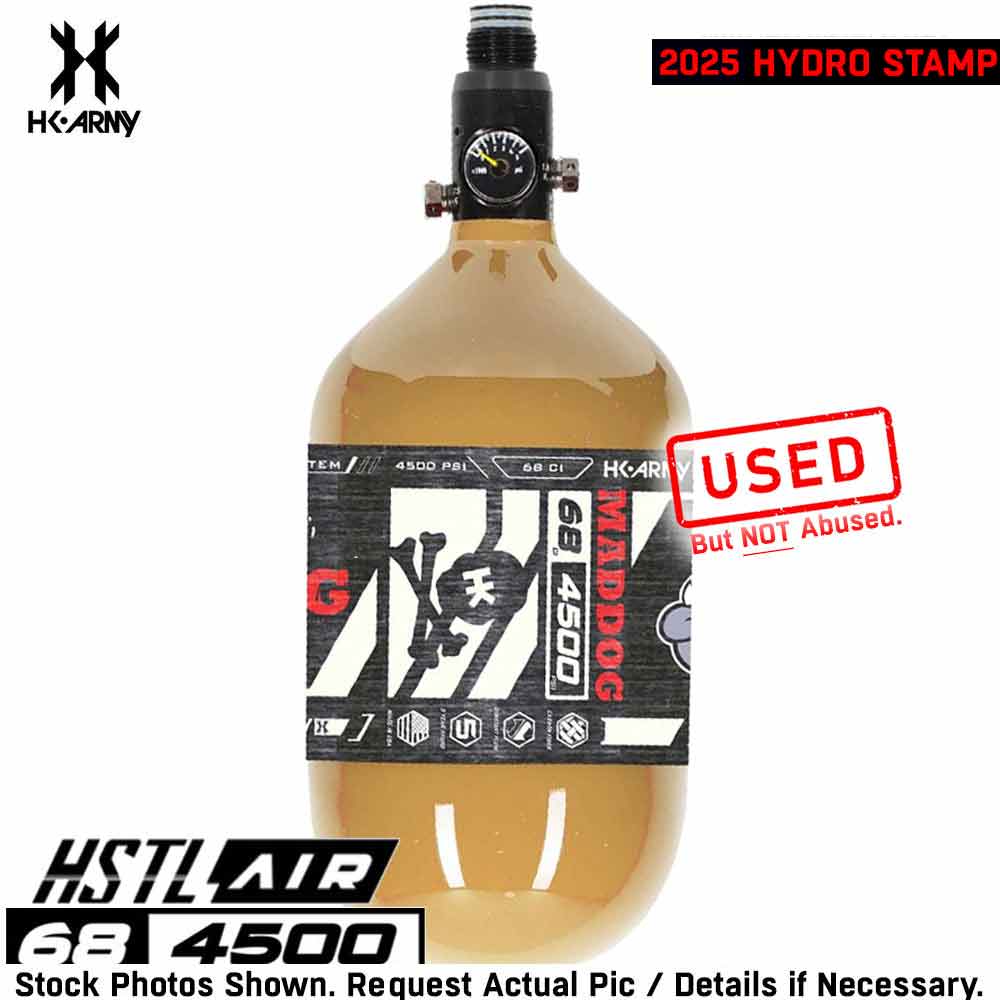 Maddog HK Army HSTL 68/4500 Carbon Fiber HPA Compressed Air std config, accessory, everyday kit utility, for gear bags, feature detail