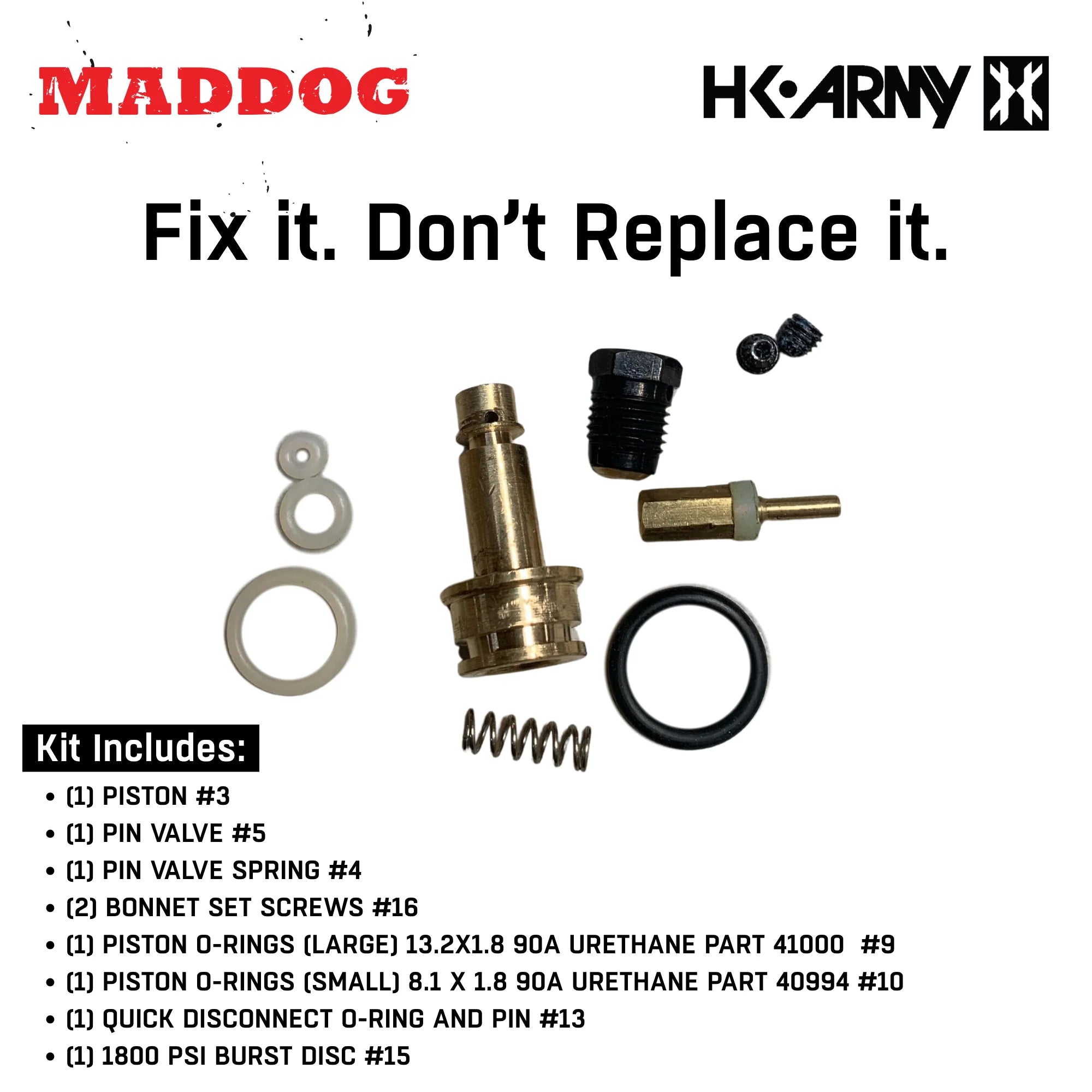 Maddog HK Army Compressed Air HPA Paintball Tank Standard 800psi Output Regulator Rebuild Kit