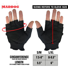 CLEARANCE Maddog Tactical Half Finger Glove Chest Protector and Neck Combo Trio - Black - Small/Medium