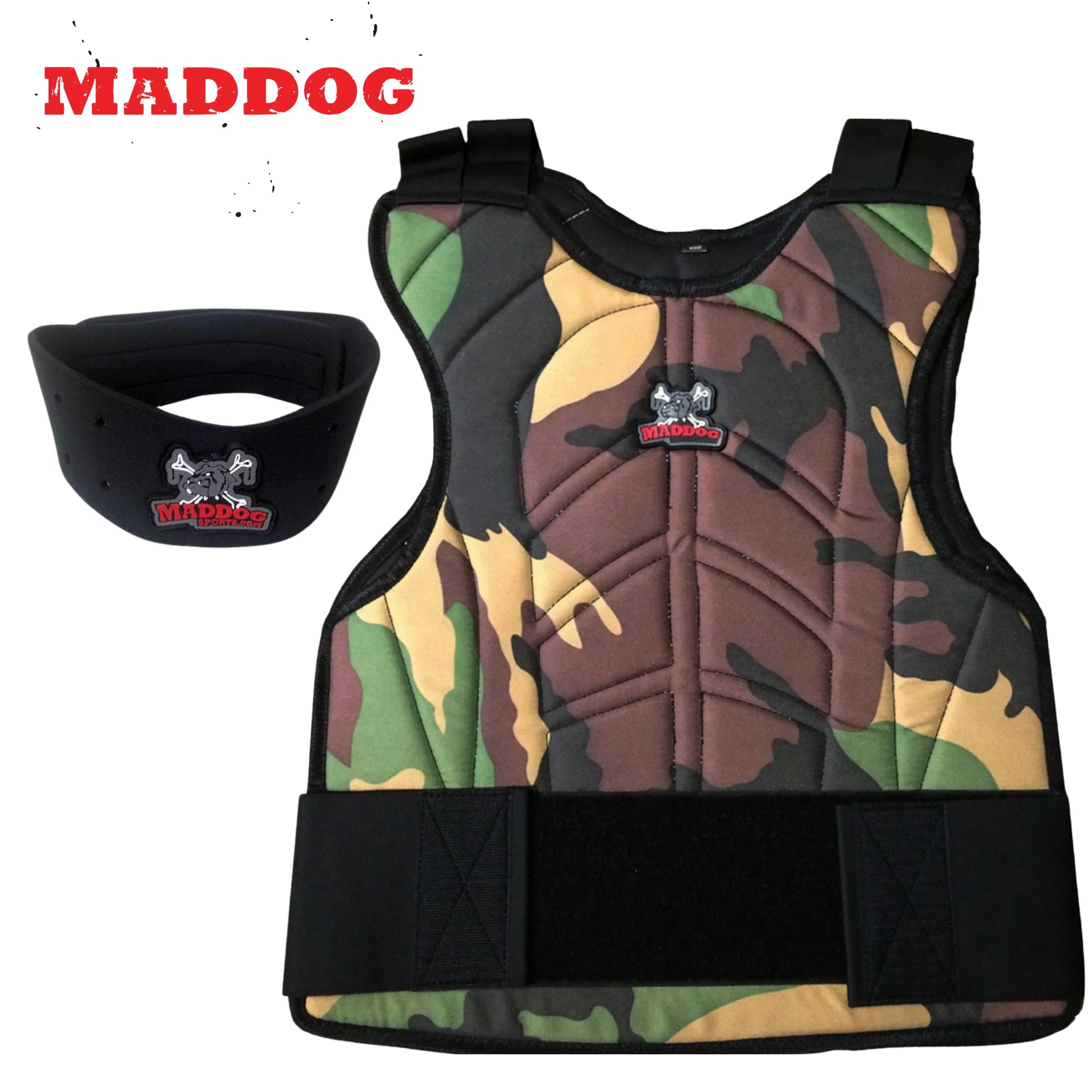 Maddog® Padded Chest Protector with Neck Protector Safety Combo - Black or Camo