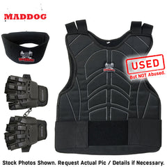 CLEARANCE Maddog Tactical Half Finger Glove Chest Protector and Neck Combo Trio - Black - Small/Medium
