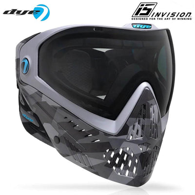 Dye i5 Paintball Goggles in CB Urban Camo with smoke thermal lens, featuring advanced protection, comfort, and wireless communication system.