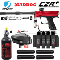 Maddog DYE CZR+ .68 Cal Full Auto Electronic Paintball Gun Marker Advanced Starter Package | HPA Tank, Empire Halo Too Loader, Neck Protector, Pro Harness & Paintball Pods