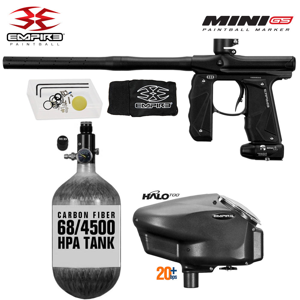 Empire Mini GS 68/4500 Carbon Fiber HPA Paintball Gun Package with Empire Halo Too 20+BPS