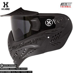 Black HK Army HSTL Goggle paintball mask with anti-fog smoke thermal lens and adjustable straps