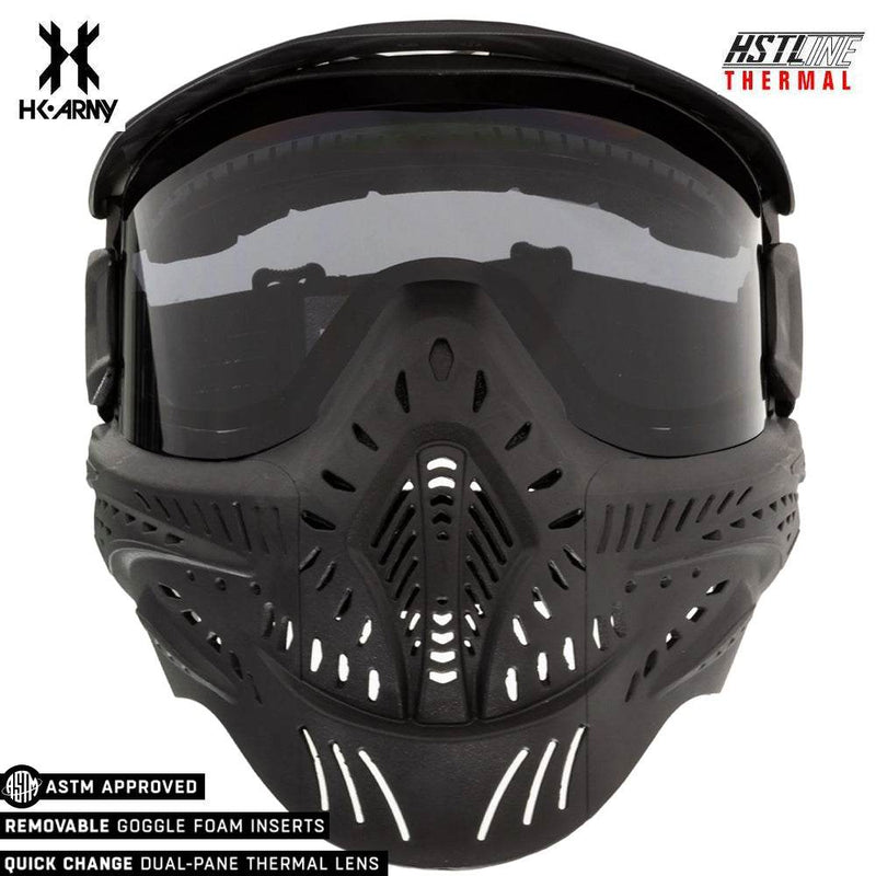 HK Army HSTL Goggle black paintball mask with anti-fog smoke thermal lens and ventilation