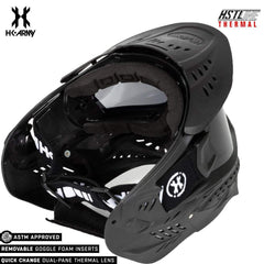 HK Army HSTL Goggle paintball mask in black with smoke anti-fog thermal dual-pane lens and removable foam inserts