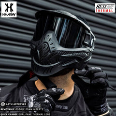 HK Army HSTL Goggle black paintball mask with anti-fog smoke thermal lens and adjustable straps