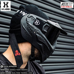 HK Army HSTL Goggle black paintball mask with anti-fog dual-pane thermal smoke lens and adjustable straps