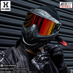 HK Army HSTL Goggle black paintball mask with fire lens and anti-fog thermal dual-pane lens