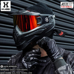 HK Army HSTL Goggle black paintball mask with anti-fog thermal fire lens and adjustable strap