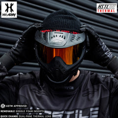 CLEARANCE HK Army HSTL Goggle Paintball Airsoft Mask with Anti Fog Thermal Lens - Black w/ Fire Lens