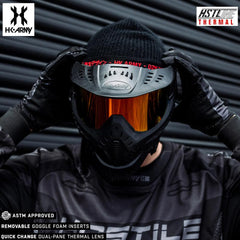 HK Army HSTL Goggle black paintball mask with anti-fog dual-pane thermal fire lens and adjustable straps