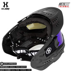 HK Army HSTL Goggle paintball mask in black with anti-fog dual-pane thermal lens and removable foam inserts