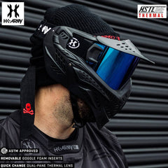 HK Army HSTL Goggle paintball mask with anti-fog thermal dual-pane lens in black with ice lens and adjustable straps