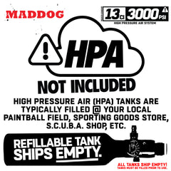 CLEARANCE Maddog 13ci/3000psi Compressed Air Aluminum HPA Paintball Tank with Regulator - 2025 HYDRO | Used But NOT Abused