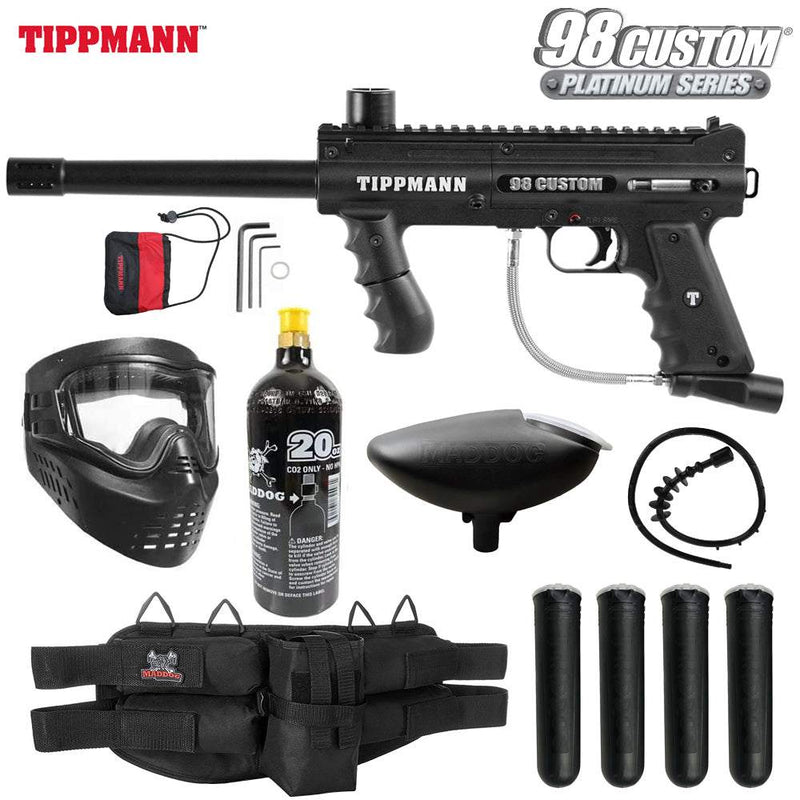 Maddog Tippmann 98 Custom Platinum Series Silver CO2 Paintball Gun Marker Starter Package Tippmann