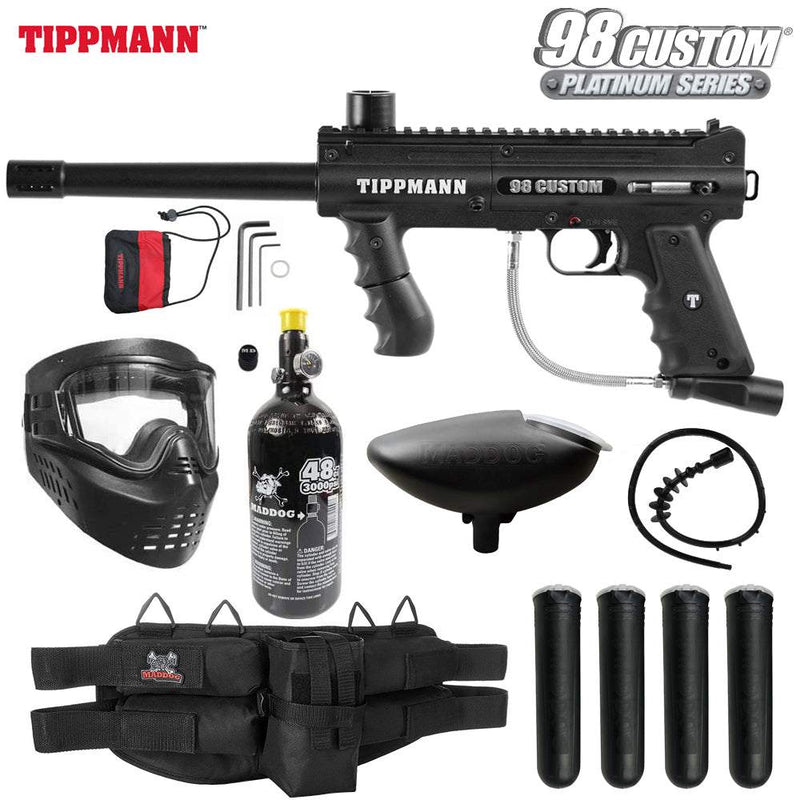 Maddog Tippmann 98 Custom Platinum Series Silver HPA Paintball Gun Marker Starter Package Tippmann