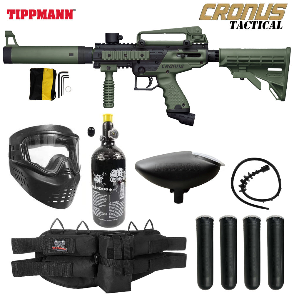 Maddog Tippmann Cronus Tactical Silver HPA Paintball Gun Marker Starter Package