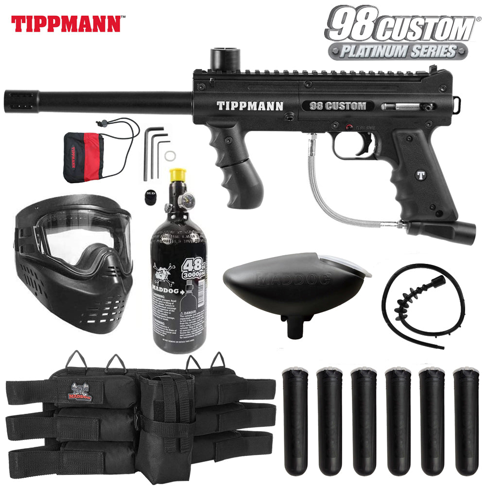 Tippmann 98 Custom Platinum Series Paintball Gun Marker Packages | Maddog All-In-One Starter Kits
