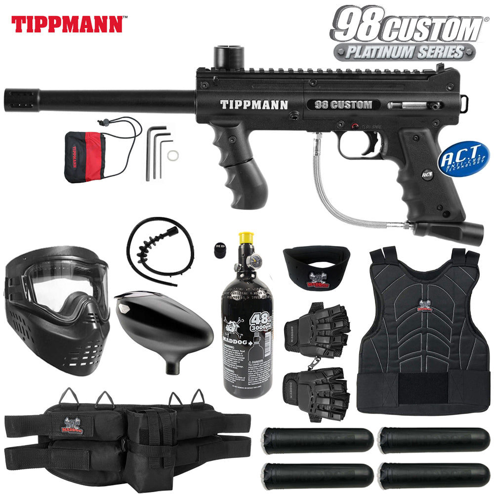 Maddog Tippmann 98 Custom Platinum Series Protective HPA Paintball Gun Marker Starter Package