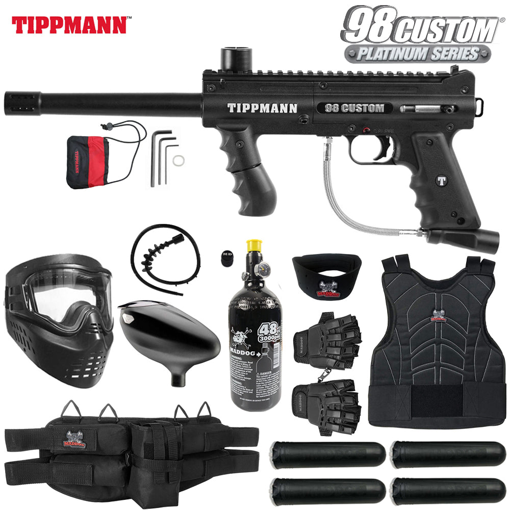 Tippmann 98 Custom Platinum Series Paintball Gun Marker Packages | Maddog All-In-One Starter Kits