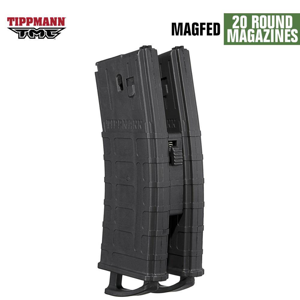 Tippmann TMC .68 Cal Mags w/ Coupler 2 pack Black .68 Cal Retail Box - PaintballDeals.com