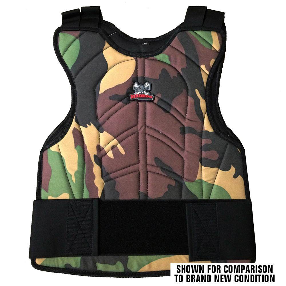 Maddog Padded and Chest Protector std config, airsoft accessory, tactical loadout upgrade, for tactical builds, rear angle