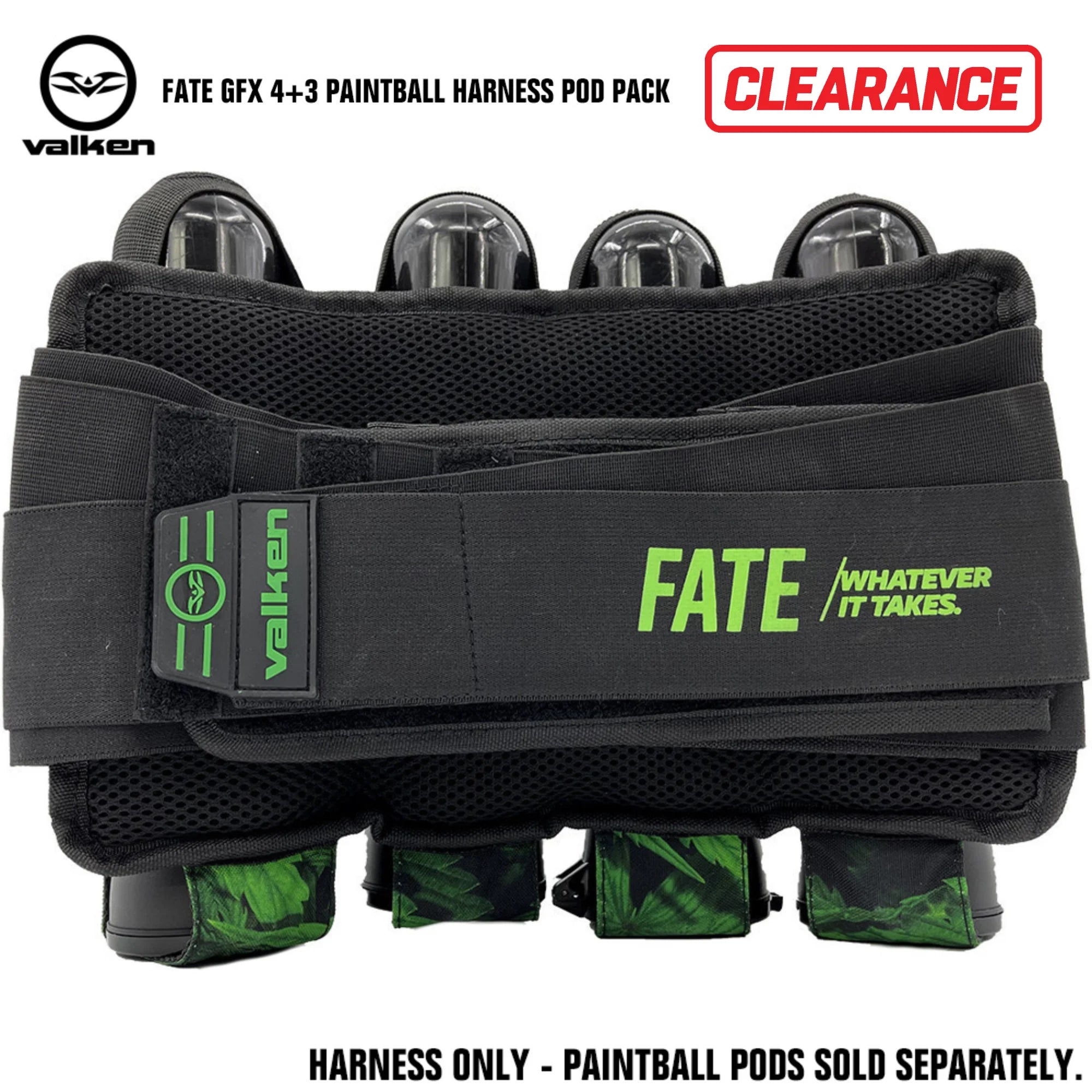 CLEARANCE Valken Fate GFX Paintball Harness Pod Pack | 4+3 - Plants Green