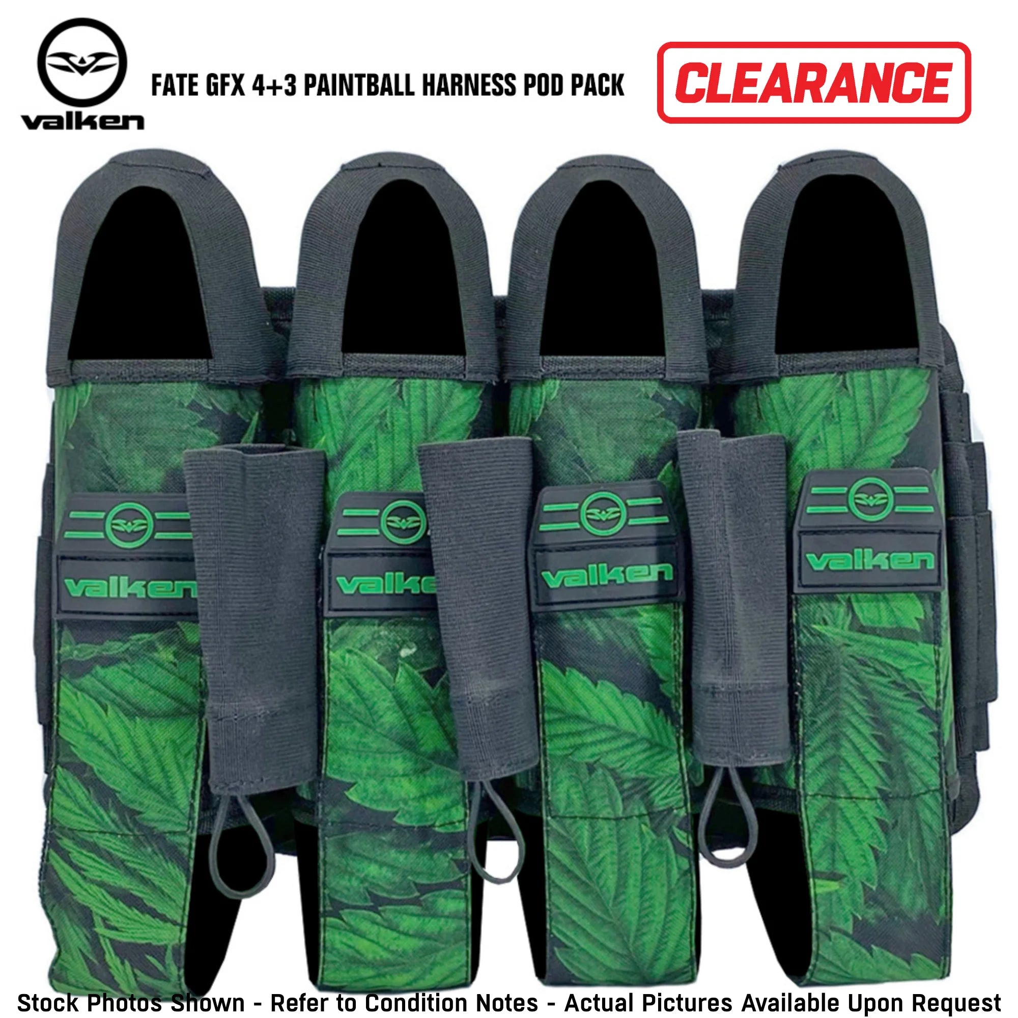 CLEARANCE Valken Fate GFX Paintball Harness Pod Pack | 4+3 - Plants Green