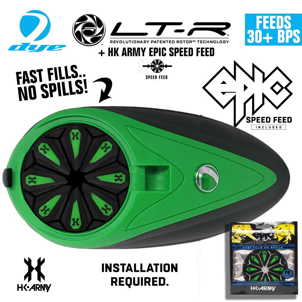 Dye LT-R Electronic Paintball Loader with HK Army Epic Speed Feed