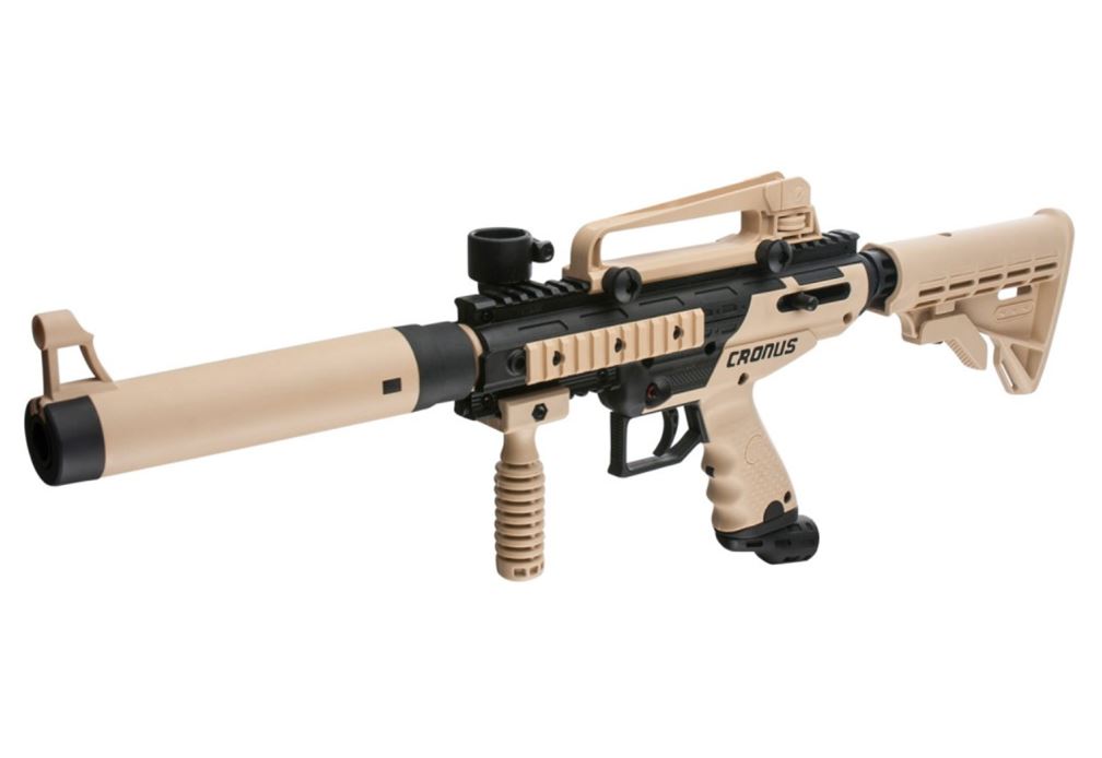 Tippmann Cronus Semi Auto .68Cal Marker Gun std config, marker, accurate marker control, for woodsball play, setup view