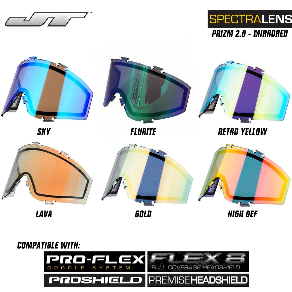 JT Spectra Paintball Mask Dual-Pane Thermal Replacement Prizm 2.0 Mirrored Lens