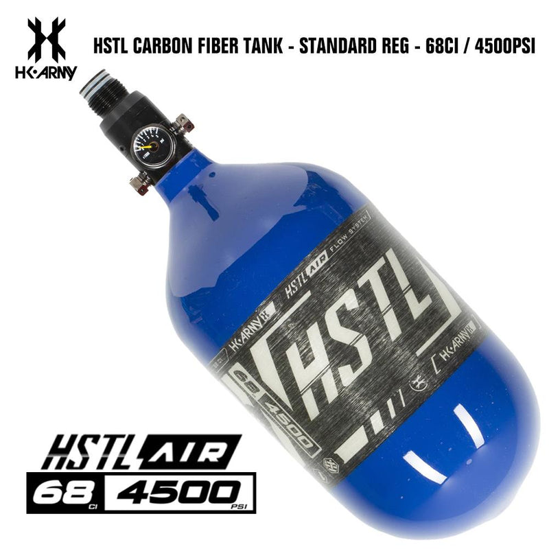 CLEARANCE HK Army HSTL 68/4500 Carbon Fiber HPA Compressed Air Paintball Tank System - Standard Reg - Blue - USED But Not Abused