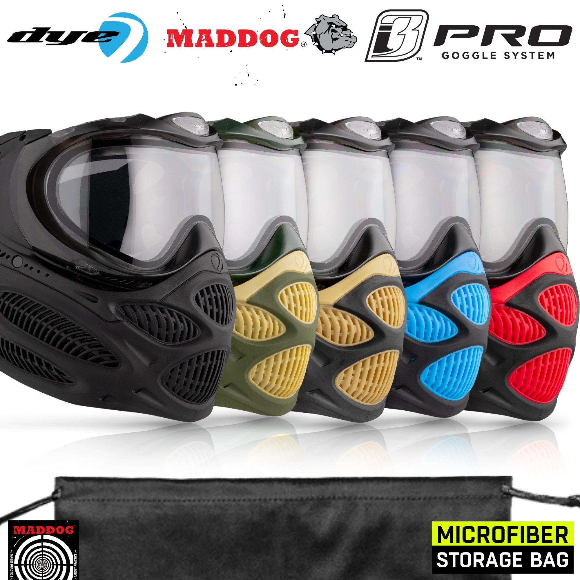 Dye I3 PRO Anti Fog Thermal Paintball Mask Airsoft Goggles w/ Optional Maddog Microfiber Storage Bag