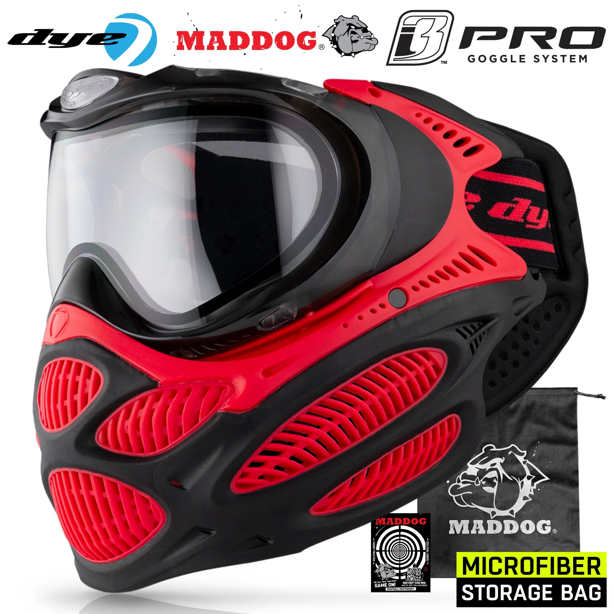 Dye I3 PRO Anti Fog Thermal Paintball Mask Airsoft Goggles w/ Optional Maddog Microfiber Storage Bag
