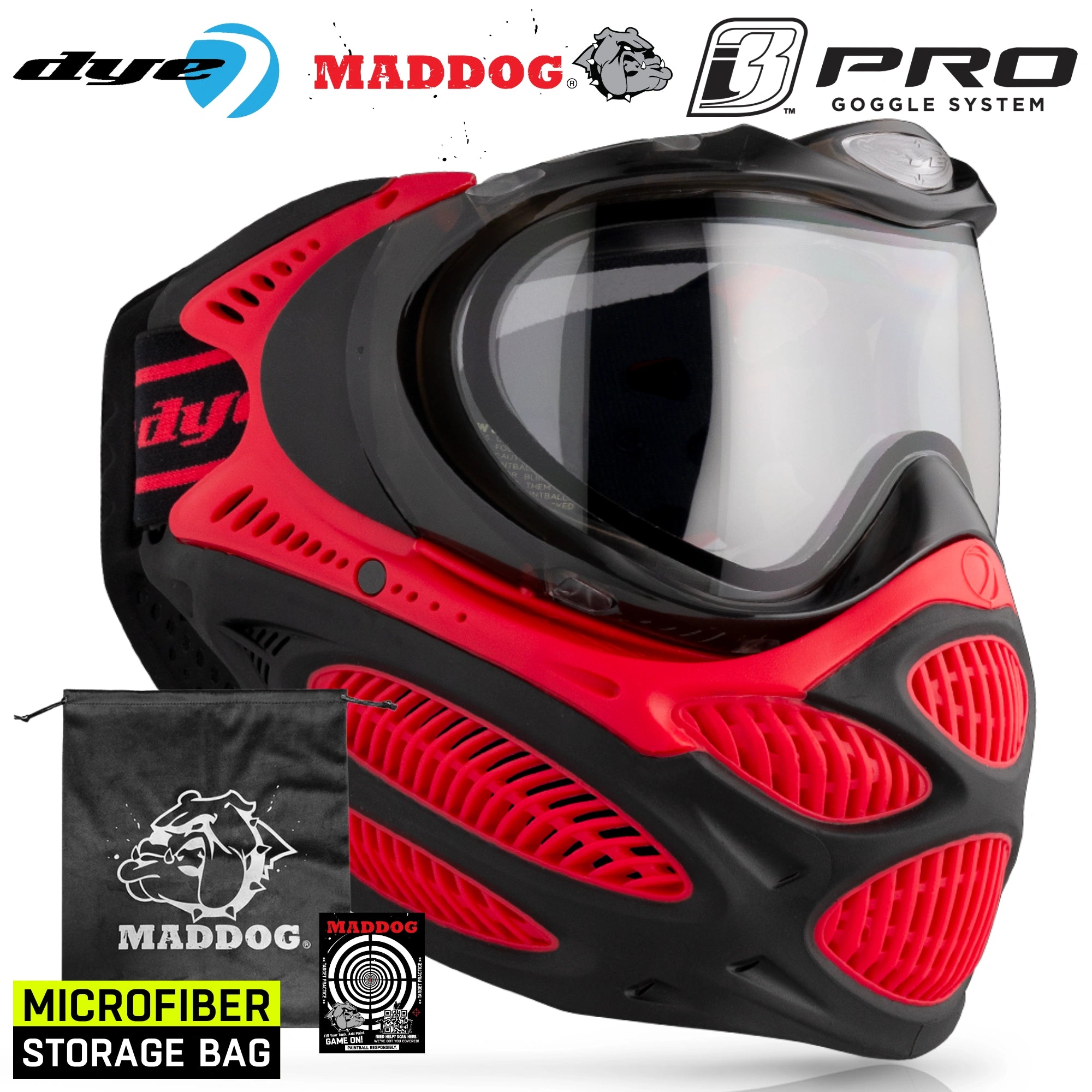 Dye I3 PRO Anti Fog Thermal Paintball Mask Airsoft Goggles w/ Optional Maddog Microfiber Storage Bag