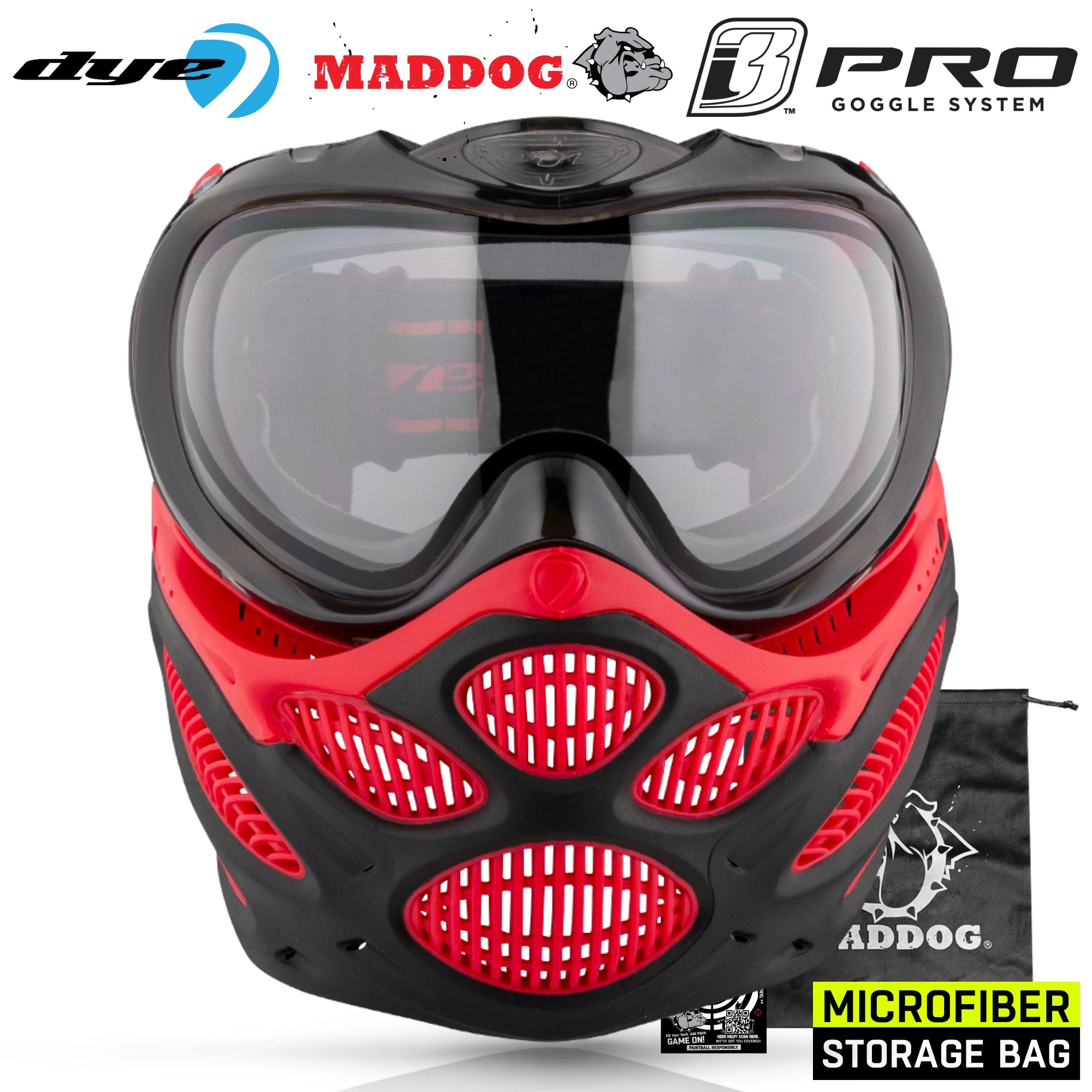 Dye I3 PRO Anti Fog Thermal Paintball Mask Airsoft Goggles w/ Optional Maddog Microfiber Storage Bag