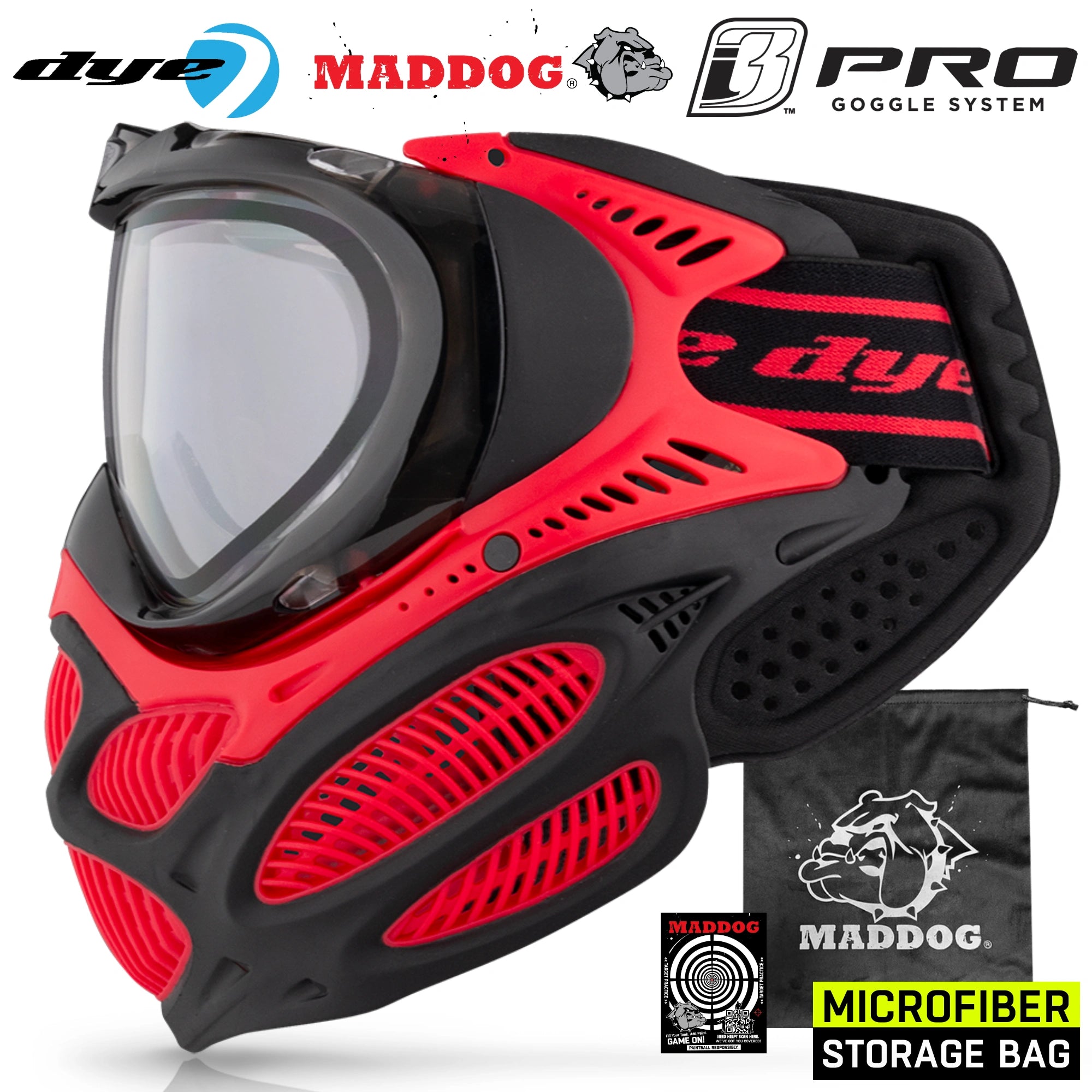 Dye I3 PRO Anti Fog Thermal Paintball Mask Airsoft Goggles w/ Optional Maddog Microfiber Storage Bag
