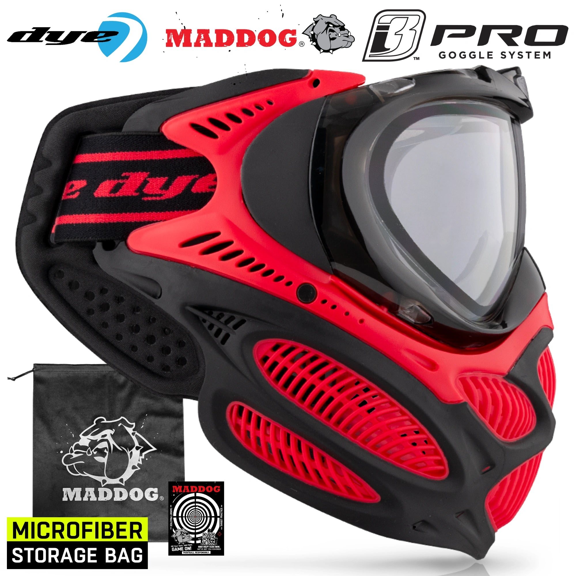 Dye I3 PRO Anti Fog Thermal Paintball Mask Airsoft Goggles w/ Optional Maddog Microfiber Storage Bag