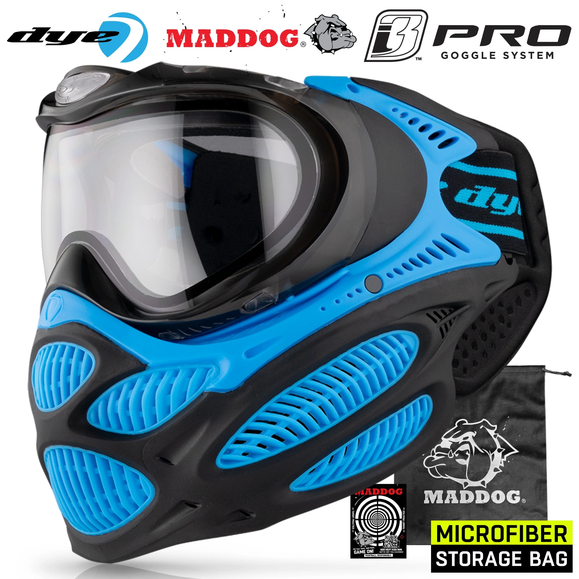 Dye I3 PRO Anti Fog Thermal Paintball Mask Airsoft Goggles w/ Optional Maddog Microfiber Storage Bag