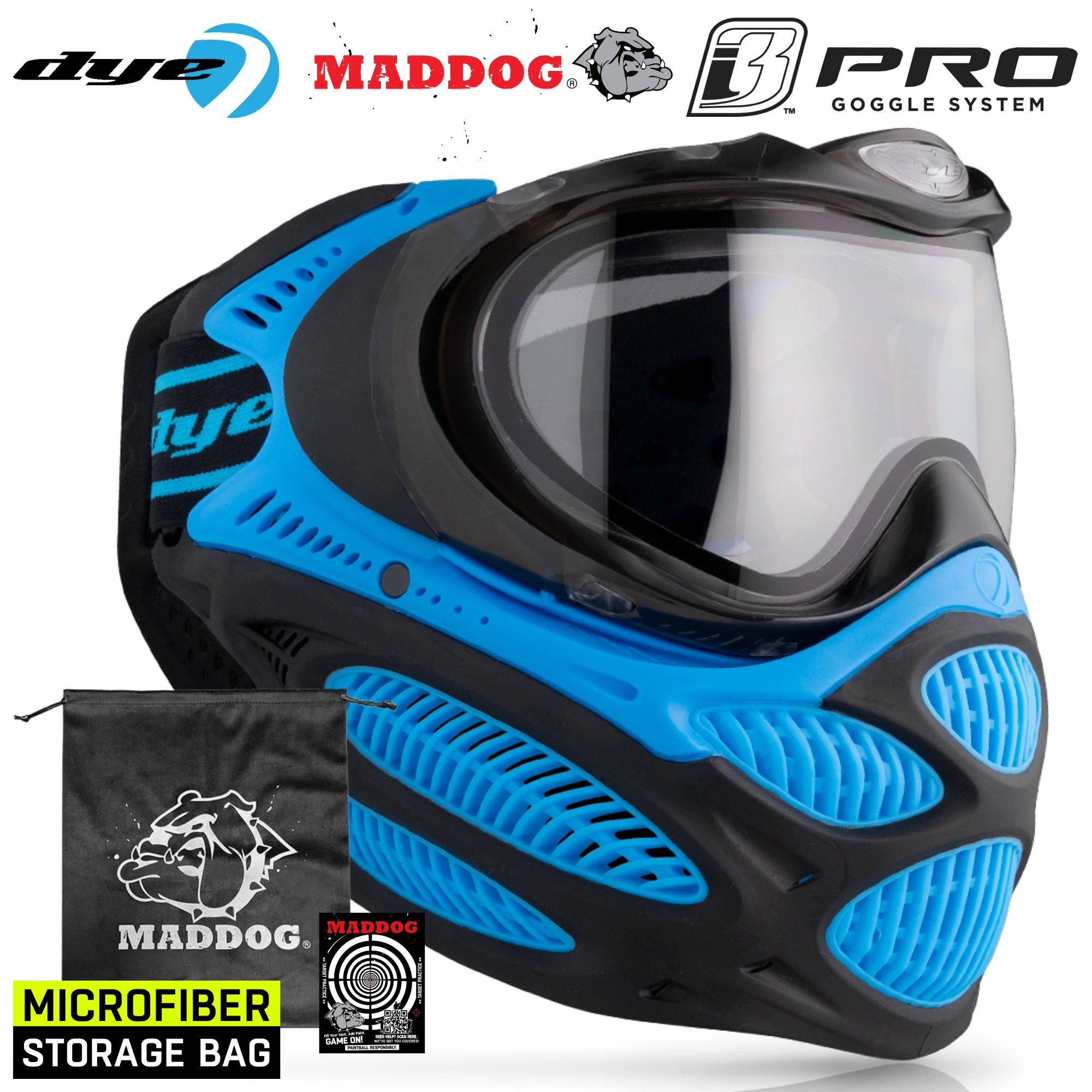 Dye I3 PRO Anti Fog Thermal Paintball Mask Airsoft Goggles w/ Optional Maddog Microfiber Storage Bag