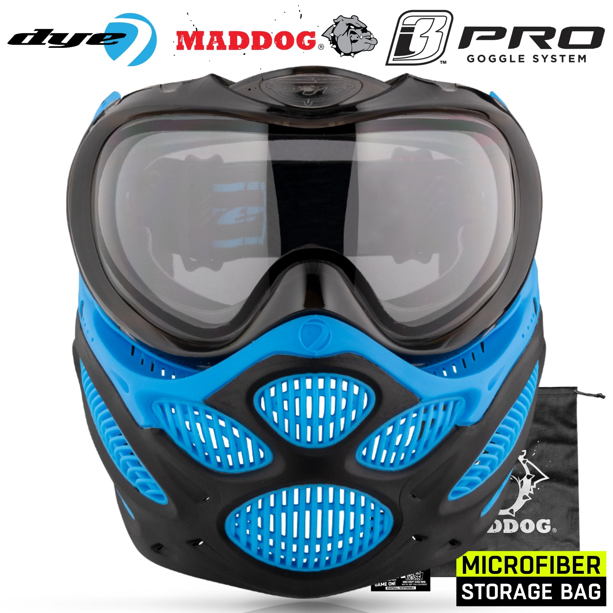 Dye I3 PRO Anti Fog Thermal Paintball Mask Airsoft Goggles w/ Optional Maddog Microfiber Storage Bag