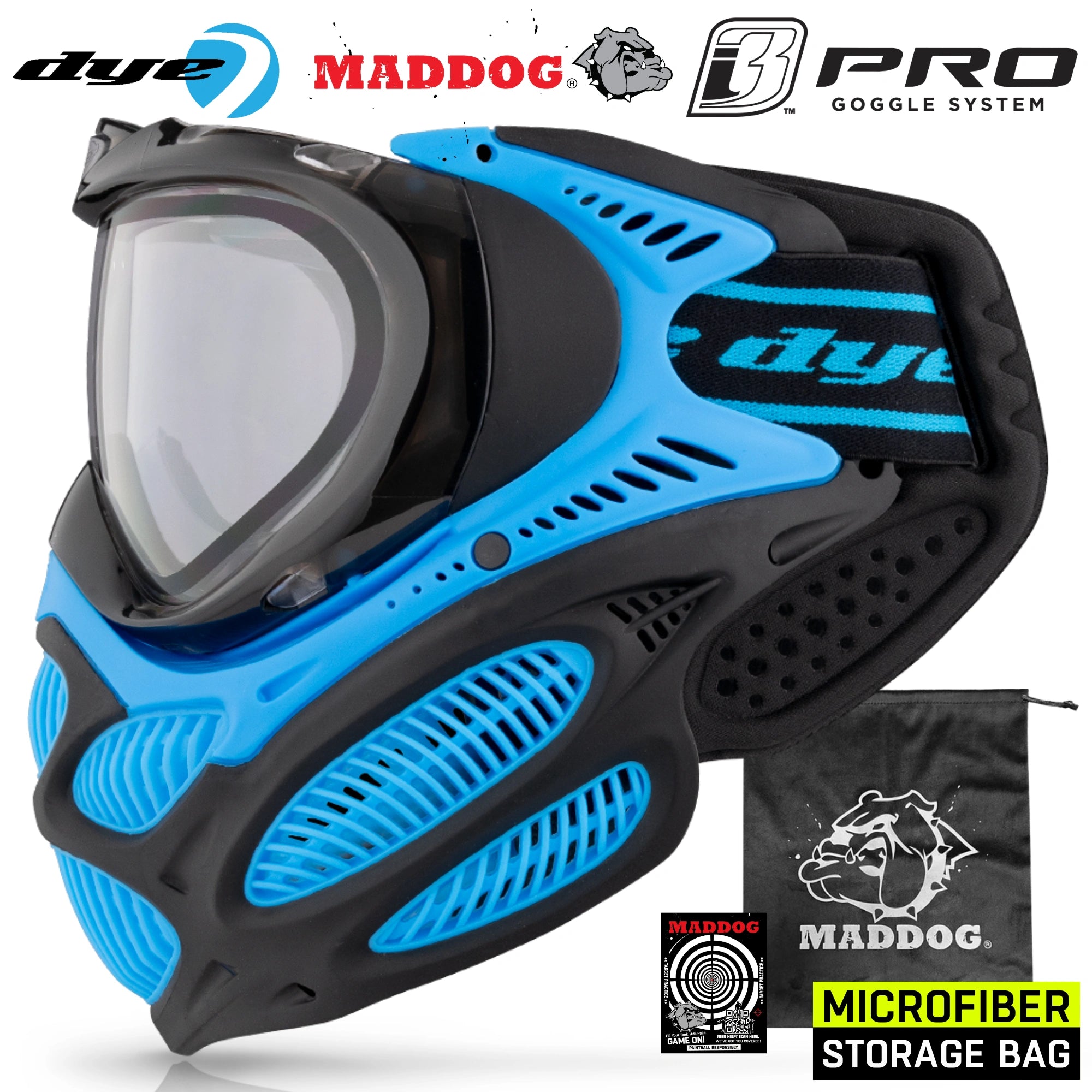 Dye I3 PRO Anti Fog Thermal Paintball Mask Airsoft Goggles w/ Optional Maddog Microfiber Storage Bag