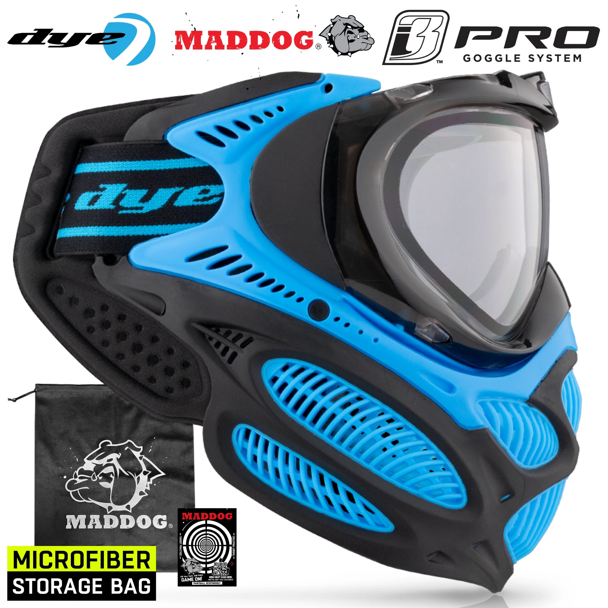 Dye I3 PRO Anti Fog Thermal Paintball Mask Airsoft Goggles w/ Optional Maddog Microfiber Storage Bag