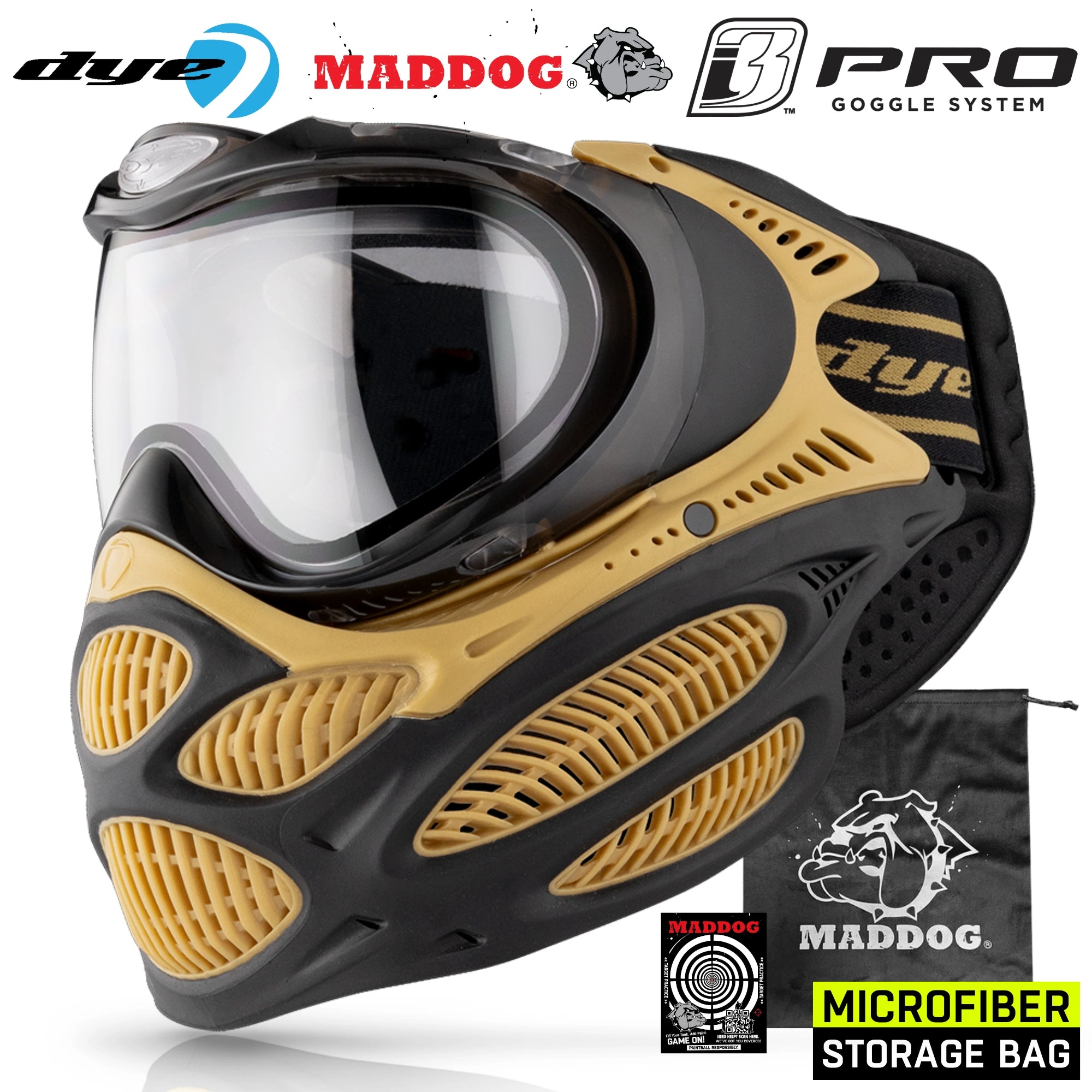 Dye I3 PRO Anti Fog Thermal Paintball Mask Airsoft Goggles w/ Optional Maddog Microfiber Storage Bag