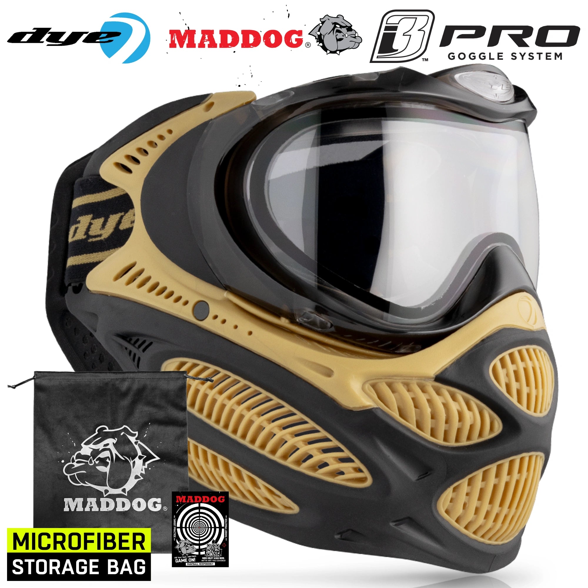 Dye I3 PRO Anti Fog Thermal Paintball Mask Airsoft Goggles w/ Optional Maddog Microfiber Storage Bag