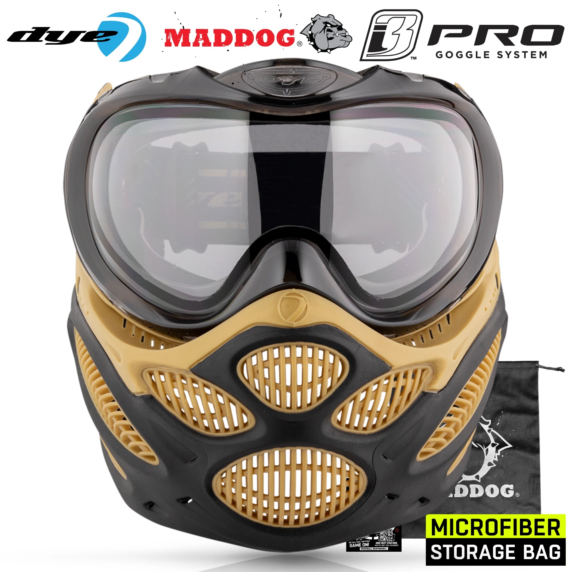 Dye I3 PRO Anti Fog Thermal Paintball Mask Airsoft Goggles w/ Optional Maddog Microfiber Storage Bag