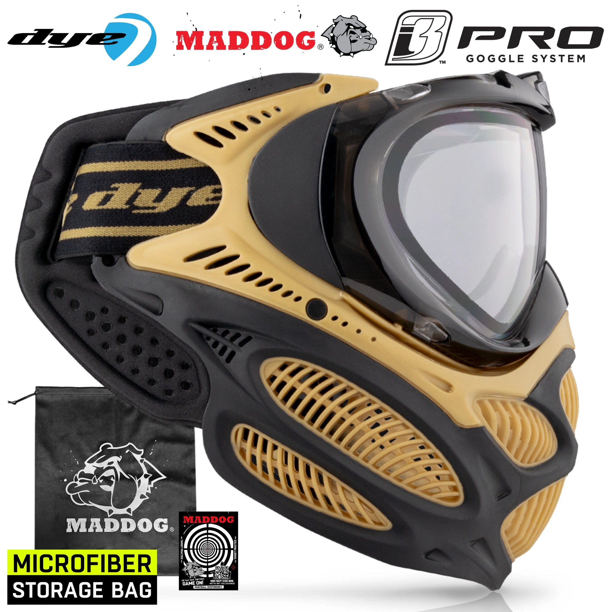 Dye I3 PRO Anti Fog Thermal Paintball Mask Airsoft Goggles w/ Optional Maddog Microfiber Storage Bag
