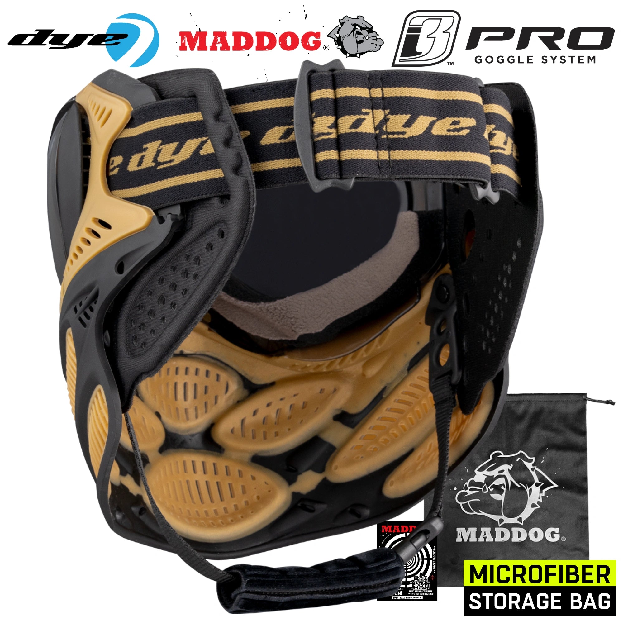 Dye I3 PRO Anti Fog Thermal Paintball Mask Airsoft Goggles w/ Optional Maddog Microfiber Storage Bag